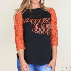 Black and Orange Lace Top